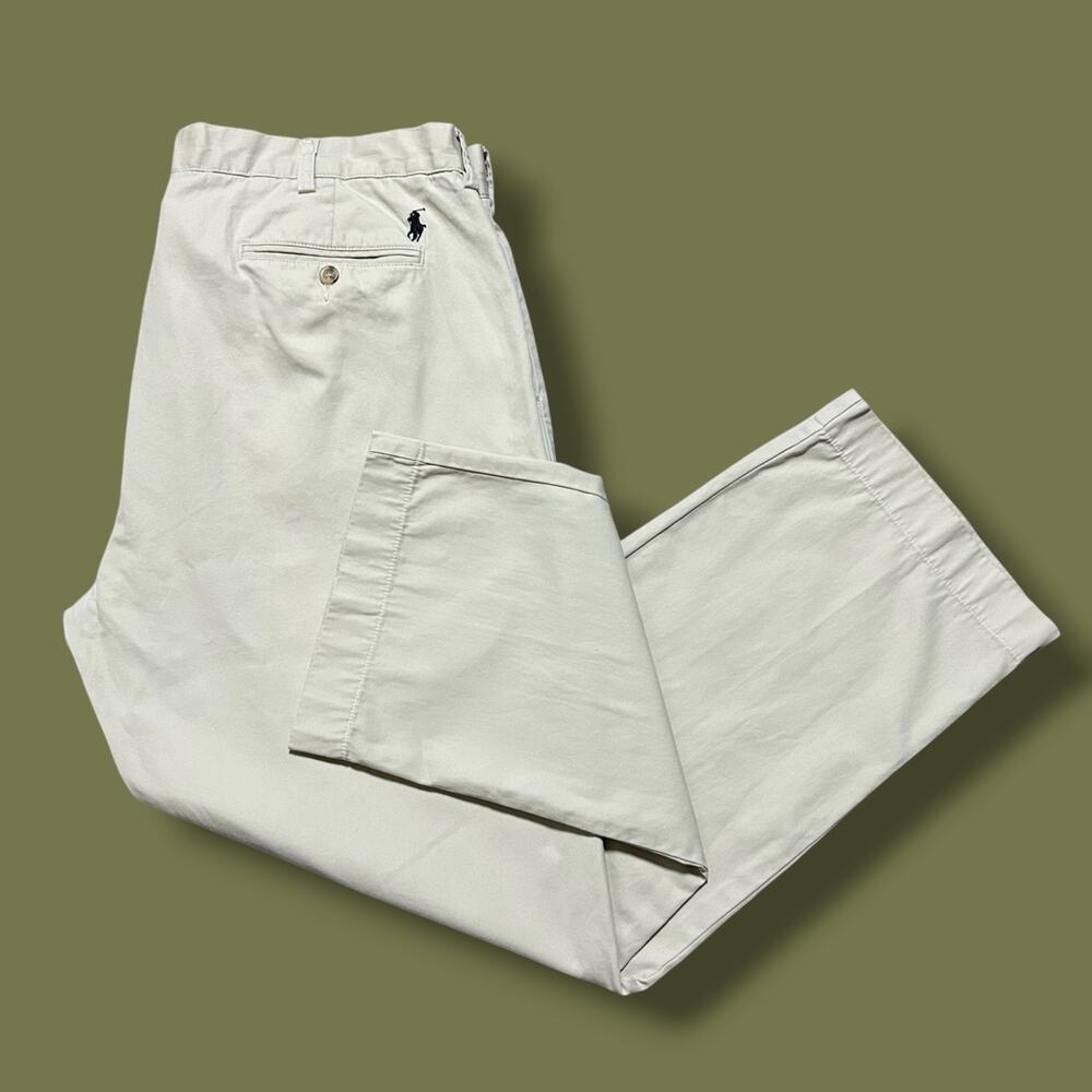 Vintage Polo Ralph Lauren Chino Pants 90s Cotton Suffield Tan Beige 36x28